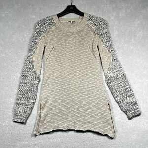 BKE Sweater Womens Size XS Beige Buckle Pullover Long Sleeve Crew Neck